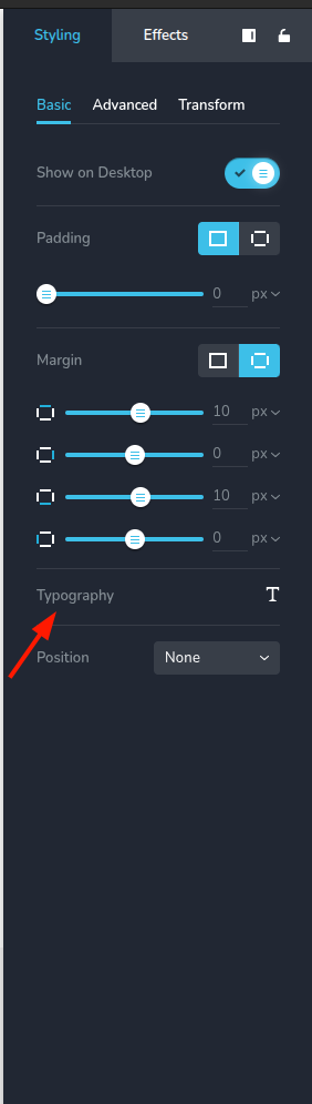 Typography Popover Control